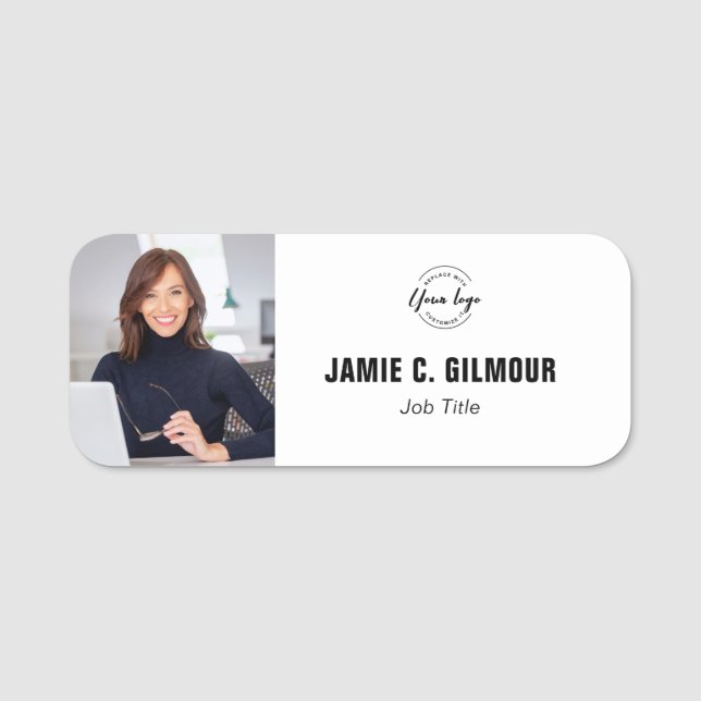 Porte-nom Employee photo Custom Business logo magnetic  (Devant)