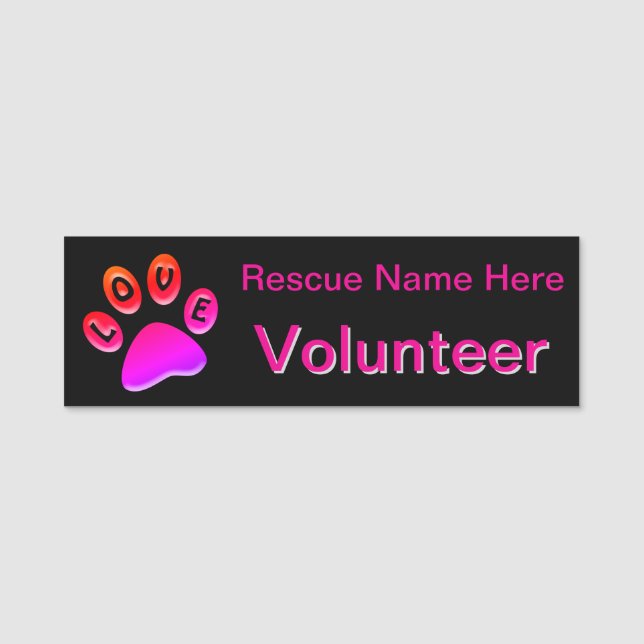 Porte-nom Empreinte de patte Animal Volunteer Name Balise (Devant)