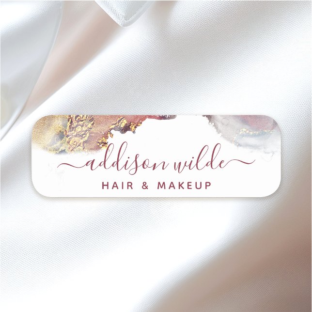 Porte-nom Encre aquarelle liquide d'art moderne violet et or (Créateur téléchargé)