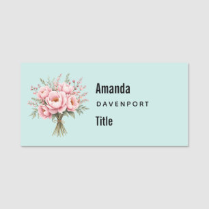 Porte-nom Entreprise de Bouquet de Fleurs de Pivoine Rose Cl