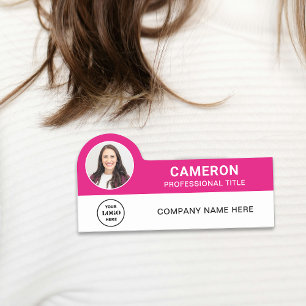 Porte-nom Entreprise de logo moderne rose vif photo employé