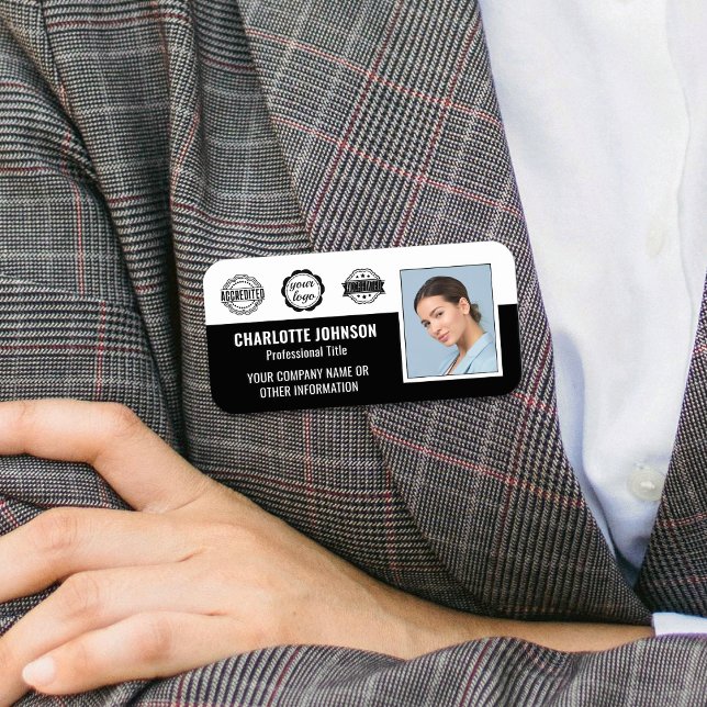 Porte-nom Entreprise d'impression de photo d'employé personn (Créateur téléchargé)