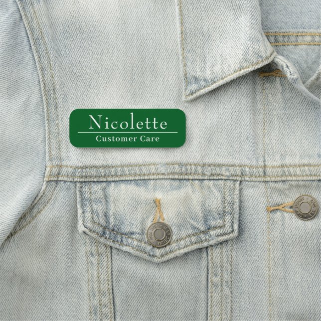 Porte-nom Entreprise verte moderne employé sur mesure (En situation)
