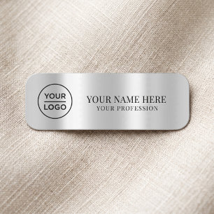 Porte-nom Épingle de sécurité employé logo Gris Argent magné