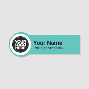 Porte-nom Épingle employé façonnée ronde Logo Turquoise