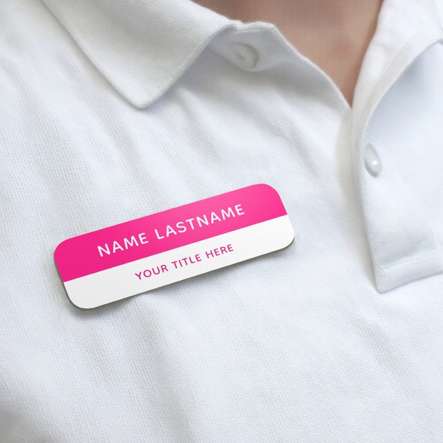 Porte-nom Épingle magnétique de titre rose vif moderne de ba (Créateur téléchargé)
