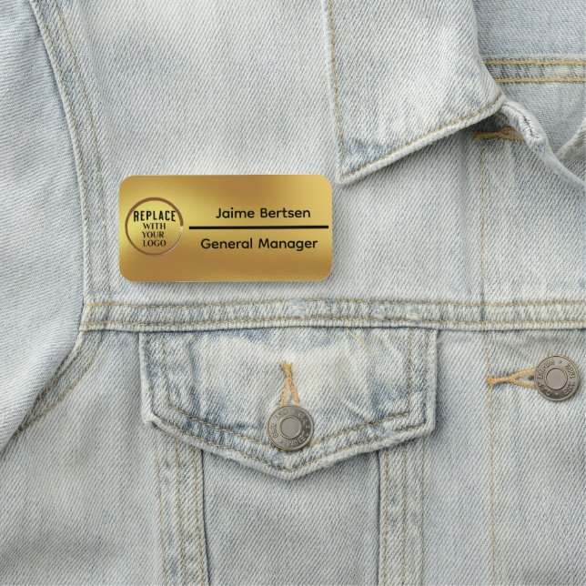 Porte-nom Épinglette de nom et de titre en faux or professio (En situation)