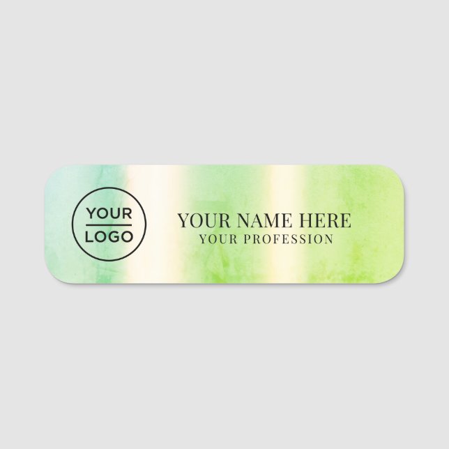 Porte-nom Épinglette magnétique pour employé avec logo vert (Devant)