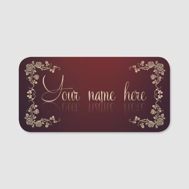 Porte-nom Etiqueta para nombre clásica con rosas (Devant)