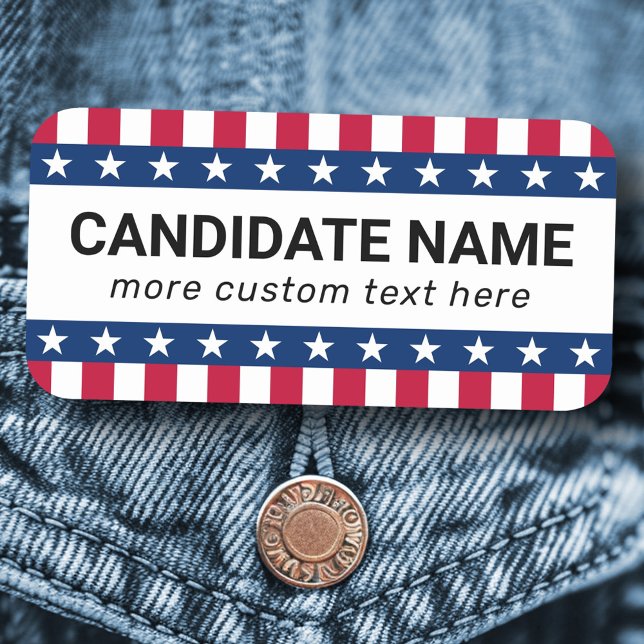 Porte-nom Étoiles et raye tout candidat de campagne politiqu (Stars and stripes any political campaign candidate name tag)