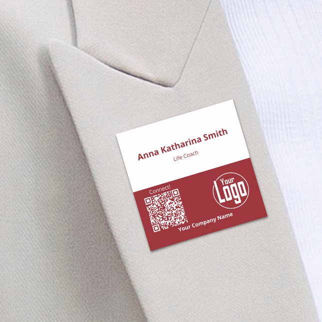 Porte-nom Événement professionnel QR-Code Logo Société Exper (Professional Event QR-Code Logo Company Expertise Name Tag)