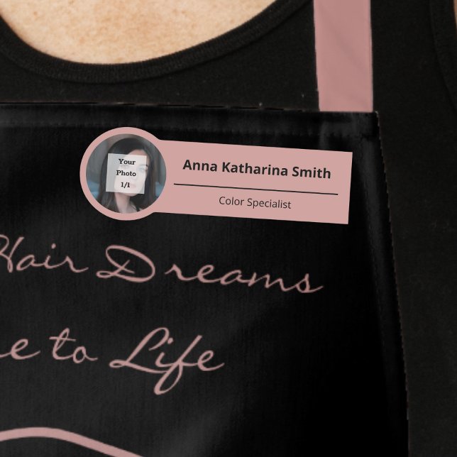 Porte-nom Expertise simple en image de profil rose souple (Simple Soft Pink Profile Image Expertise Name Tag)