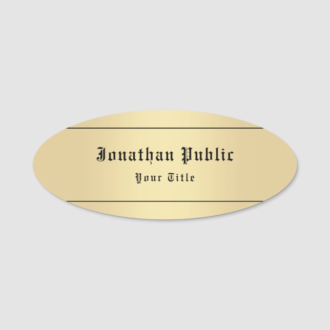 Porte-nom Faux Gold Classic Look Modèle personnalisé (Devant)