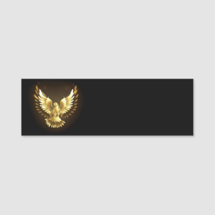 Porte-nom Faux Gold Foil Peace Dove en noir