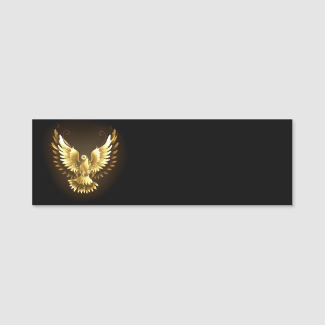 Porte-nom Faux Gold Foil Peace Dove en noir (Devant)