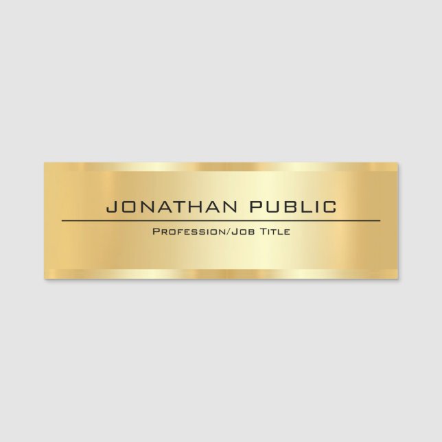 Porte-nom Faux Gold Metallic Look Moderne Élégant Simple (Devant)