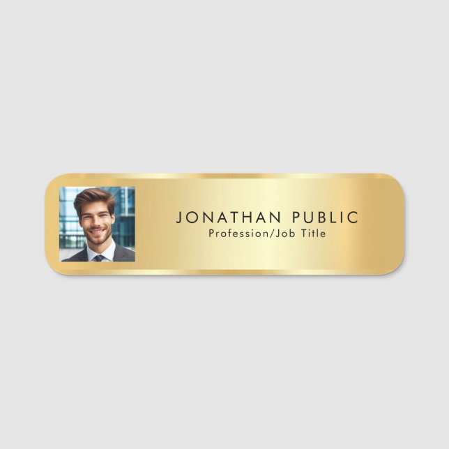 Porte-nom Faux Gold Metallic Look Moderne Élégant Simple (Devant)