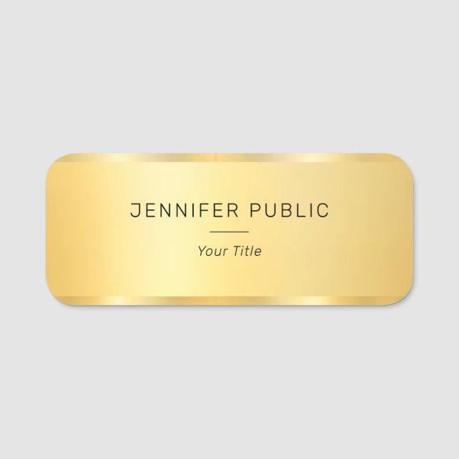 Porte-nom Faux Gold Moderne Glamour Modèle employé tendance (Devant)