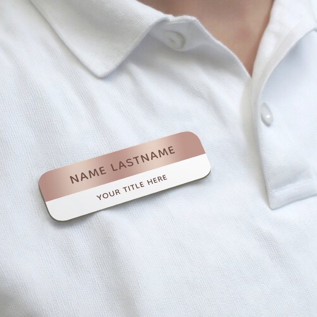 Porte-nom Faux Or Rose Blanc Épingle de Sécurité Magnétique (Créateur téléchargé)