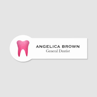 Porte-nom Faux Pink Parties scintillant General Dentist Name