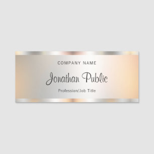 Porte-nom Faux Silver Calligraphy Script Texte Votre Logo Ic