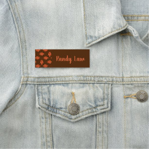 Porte-nom Feuille rouge nom personnalisé brun