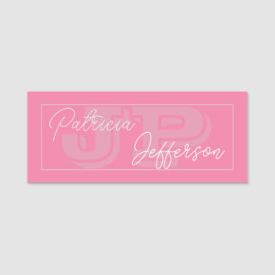 Porte-nom Flamant rose rose Monogramme : Calligraphie manusc