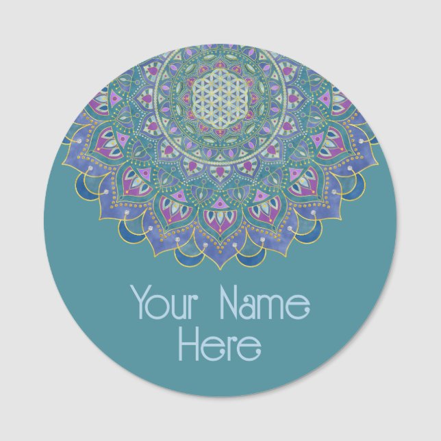 Porte-nom Fleur De Vie - Mandala India Style 1 (Devant)