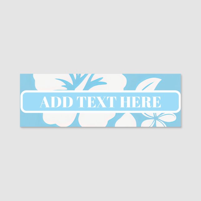 Porte-nom Fleurs de plage bleu tropical (Devant)