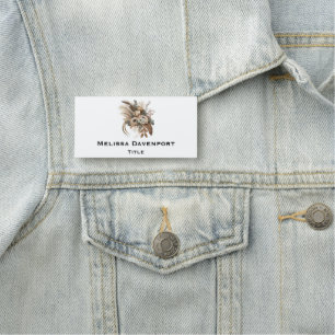 Porte-nom Fleurs Élégantes Feuillage et plumes