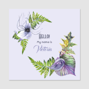 Porte-nom Fleurs tropicales et aquarelle Feuille
