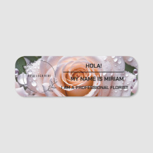 Porte-nom Florist moins formel nom tag. arrière - plan rose.