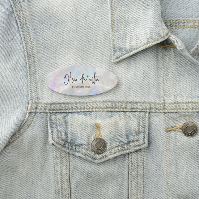 Porte-nom Fond iridescent Opale scintillante (En situation)