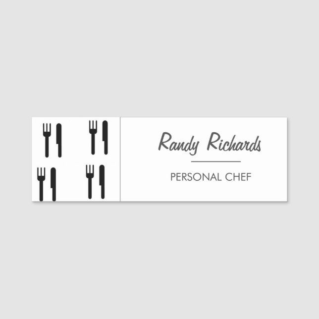 Porte-nom Forge et couteau noir silhouette motif blanc (Devant)