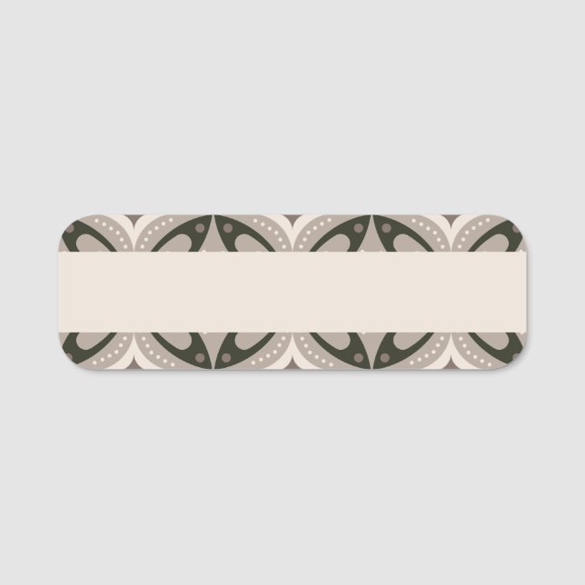 Porte-nom Formes circulaires rétro beige et marron (Devant)