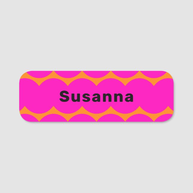 Porte-nom Fun Hot rose brillant Orange Squiggle magnétique (Devant)