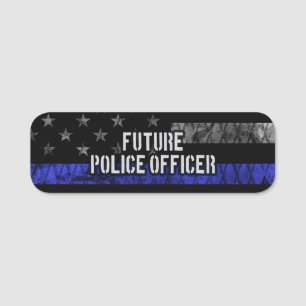 Porte-nom Futur policier Ligne Bleue Mince Distorsion Fl