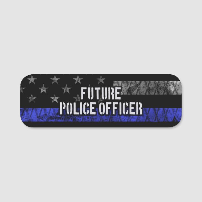 Porte-nom Futur policier Ligne Bleue Mince Distorsion Fl (Devant)