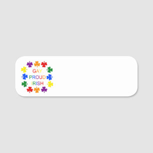 Porte-nom Gay Fier Irlandais LGBT Rainbow Shamrocks