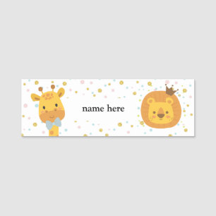 Porte-nom Giraffe et lion