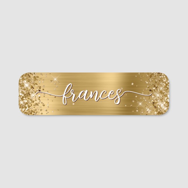 Porte-nom Glitter Gold Foil Script manuscrit (Devant)