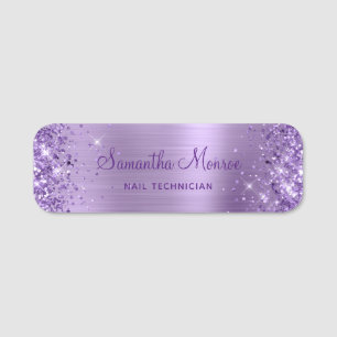 Porte-nom Glitterie Lumineuse Métallurgique Violet Look Salo