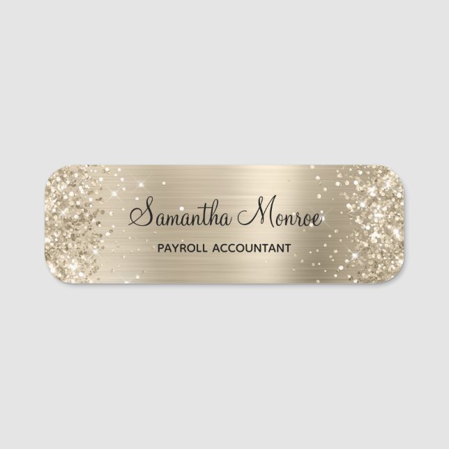 Porte-nom Glittery Pale Gold Foil (Devant)