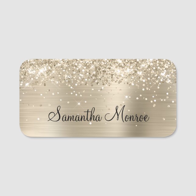 Porte-nom Glittery Pale Gold Metallic (Devant)
