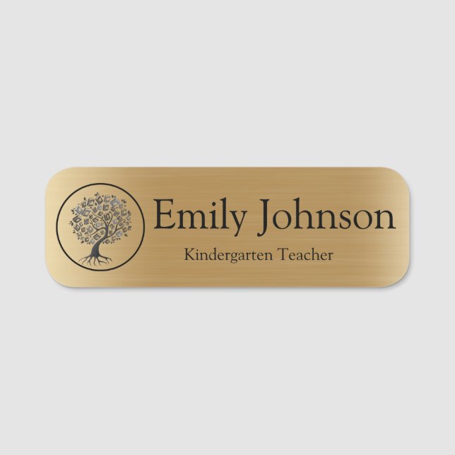 Porte-nom Gold Kindergarten Teacher Name | Custom Teacher (Devant)