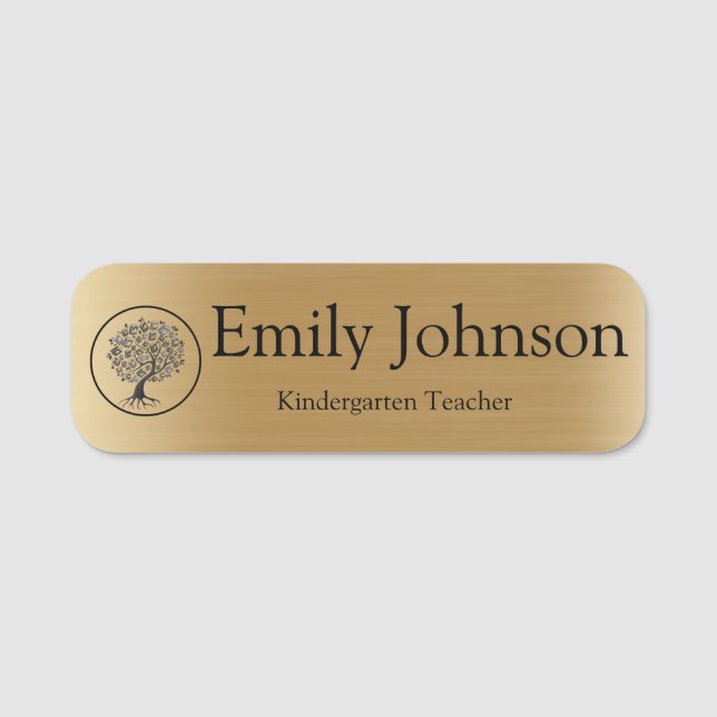 Porte-nom Gold Kindergarten Teacher Name | Custom Teacher (Devant)
