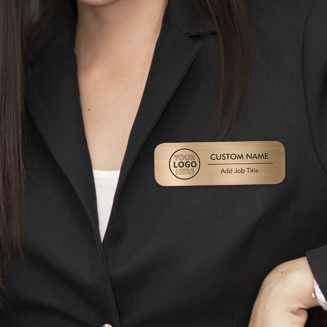 Porte-nom Gold Metal Style Business Logo Nom de l'employé Ba (Gold Metal Style Business Logo Employee Name Tag
)