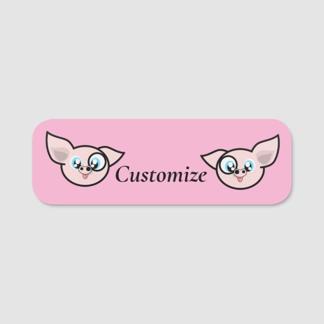 Porte-nom Goofy Pig souriant Thunder_Cove (Devant)