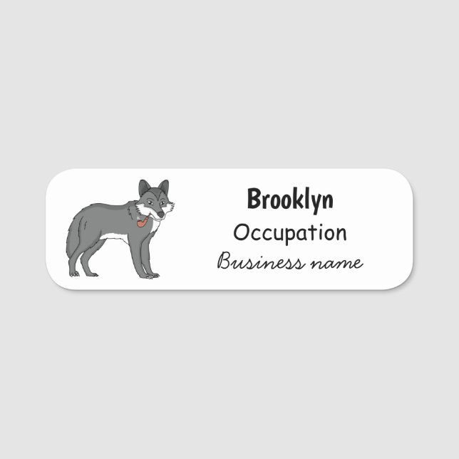 Porte-nom Gray wolf with pipe cartoon (Devant)