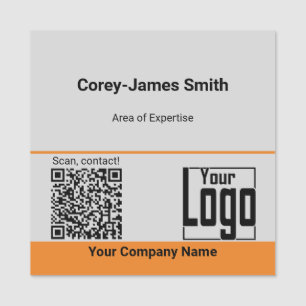 Porte-nom Grey Black Orange Code QR Logo Société Expertise